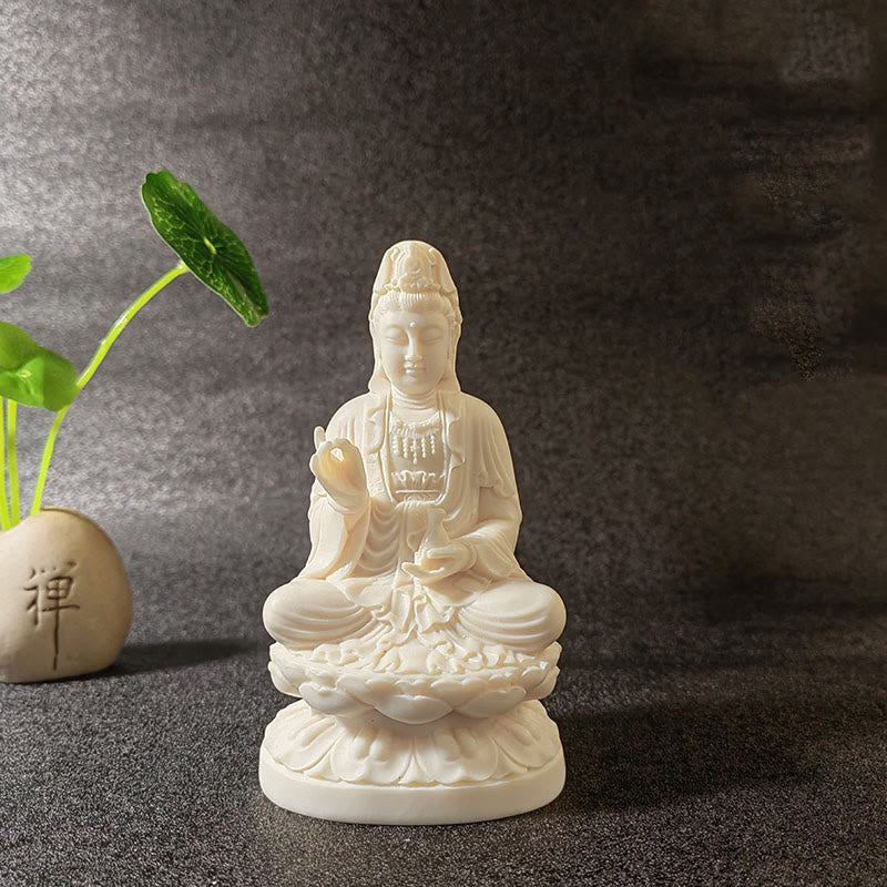 Mini Ivory Fruit Buddha Lotus Serenity Desk Decoration – Tiny Buddha carving with soft patina, peaceful meditation desk decor