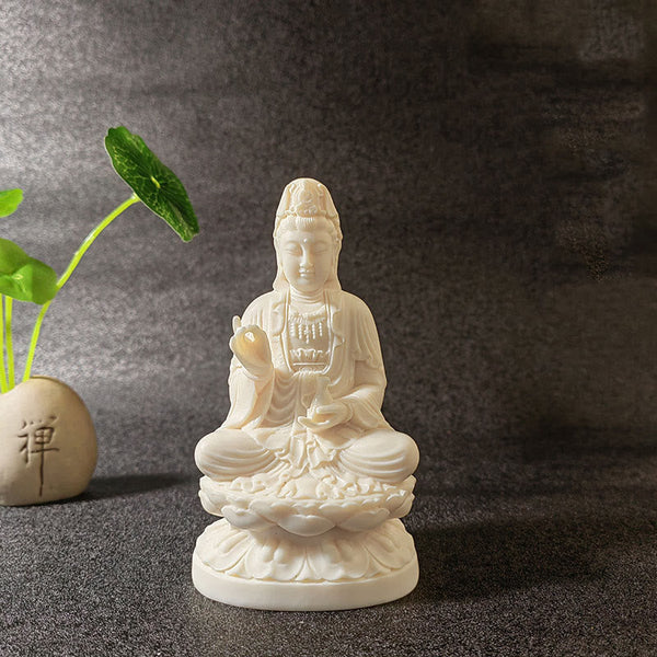Mini Ivory Fruit Buddha Lotus Serenity Desk Decoration – Tiny Buddha carving with soft patina, peaceful meditation desk decor