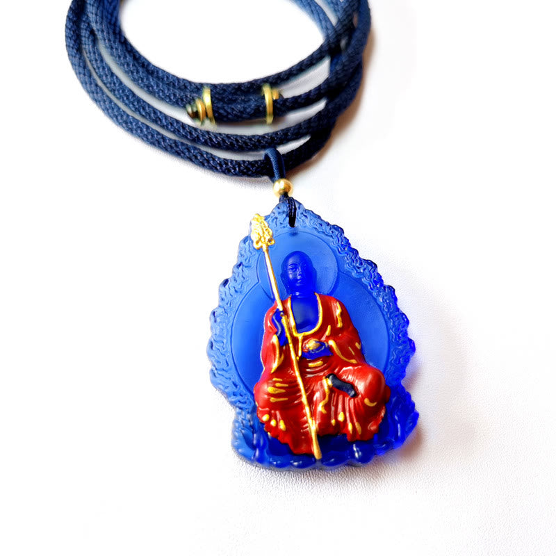 Ksitigarbha Buddha Liuli Crystal Necklace – Serene Buddha face captured in ancient liuli glass craft, heirloom quality