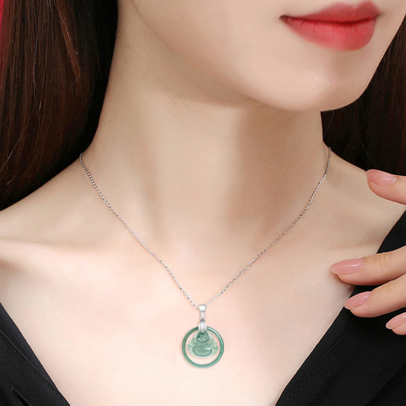 Jade Round Laughing Buddha Abundance Necklace – Durable titanium steel links, long lasting chain jewelry
