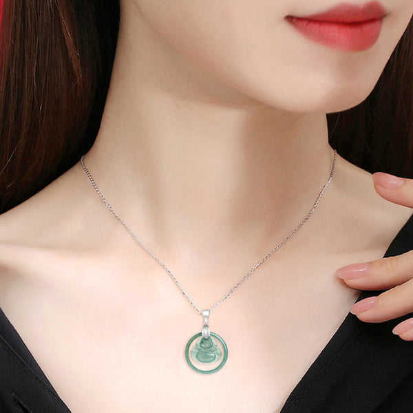 Jade Round Laughing Buddha Abundance Necklace – Durable titanium steel links, long lasting chain jewelry