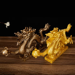 Dragon Wealth Decoration - bronze and gold twin comparison, lucky, prosperous