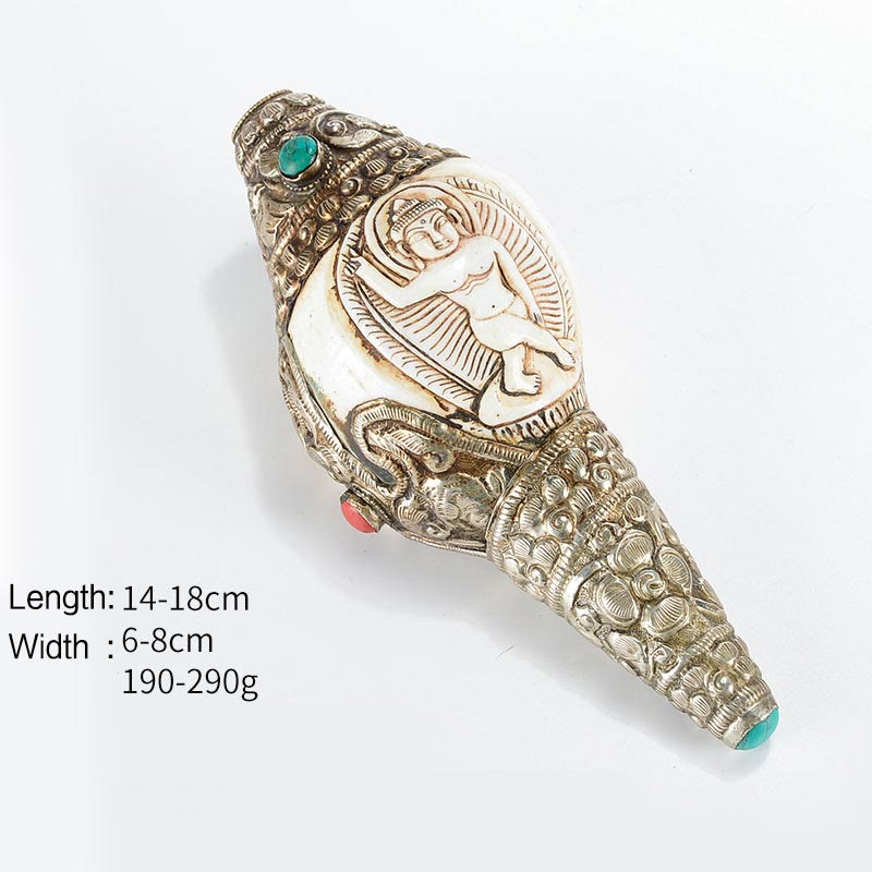 Engraved Shankha Positive Conch – on crystal shelf with rose quartz heart, love and positivity corner