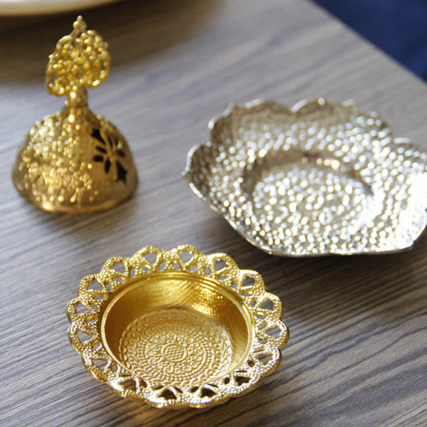 Gold Leaf Coaster Mini Alloy Incense Burner