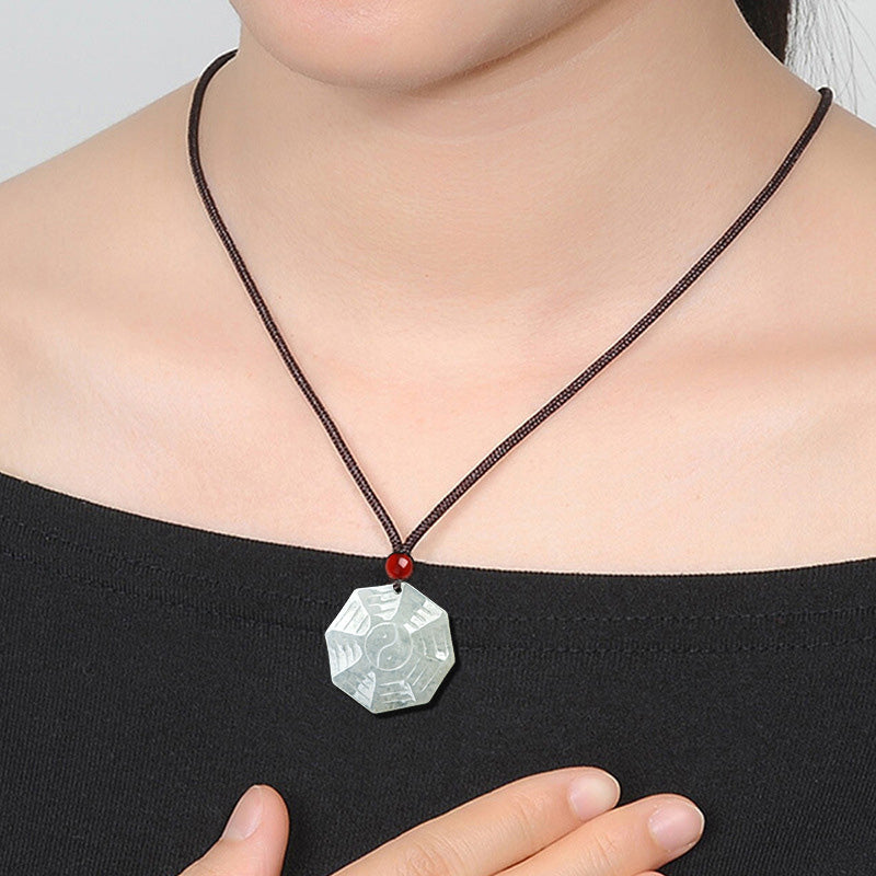 Natural Jade Bagua Yin Yang Necklace Pendant – Balance Secondary image