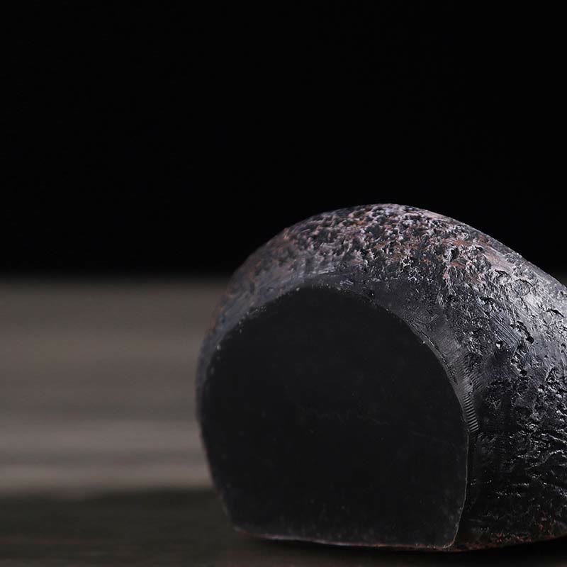 Resin Backflow Incense Burner – Dark textured interior basin with volcanic stone finish, crater view, zen decor