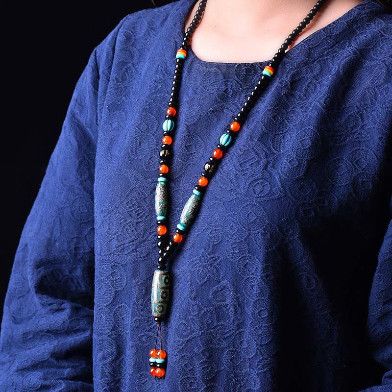 Nine-Eye Dzi Dragon Protection Necklace | Wisdom & Peace