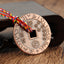 Taoist Yin Yang Copper Protection Amulet - Copper talisman with five-color cord, feng shui amulet