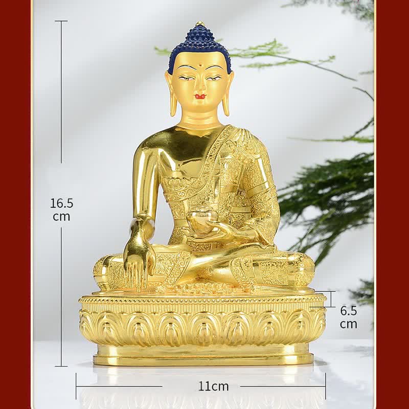 Shakyamuni Enlightenment Copper Statue – bhumisparsha mudra fingers touching lotus, sacred gesture art