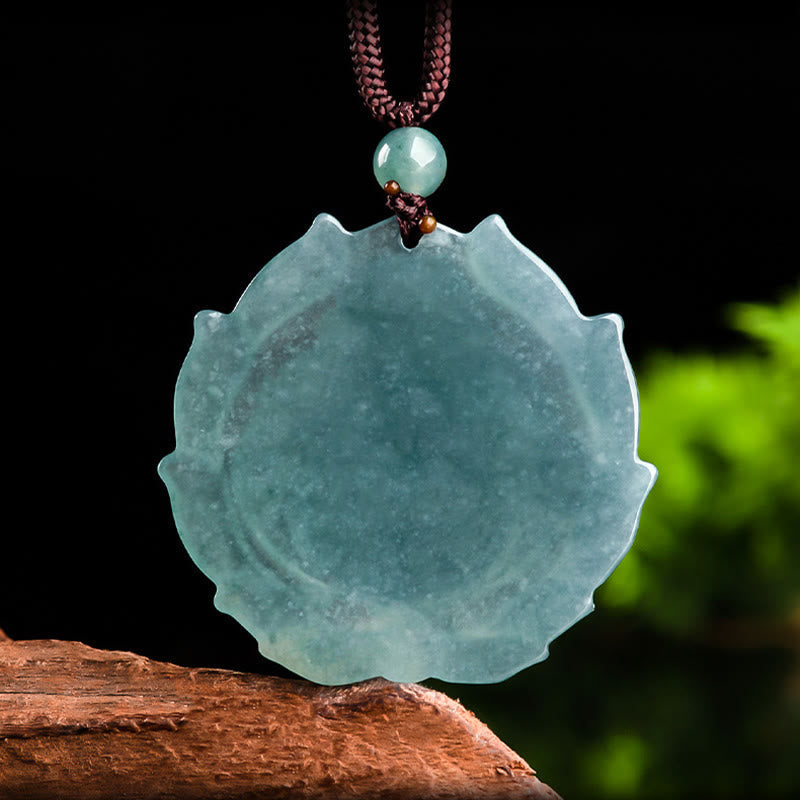 Natural Jade Laughing Buddha Lotus Luck Necklace Pendant – pendant beside lucky coin, Asian prosperity gift set