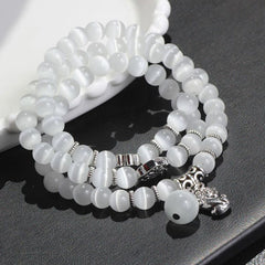 Cat Eye PiXiu Triple Wrap Bracelet – Yellow Cat's Eye, image 2, healing bracelet