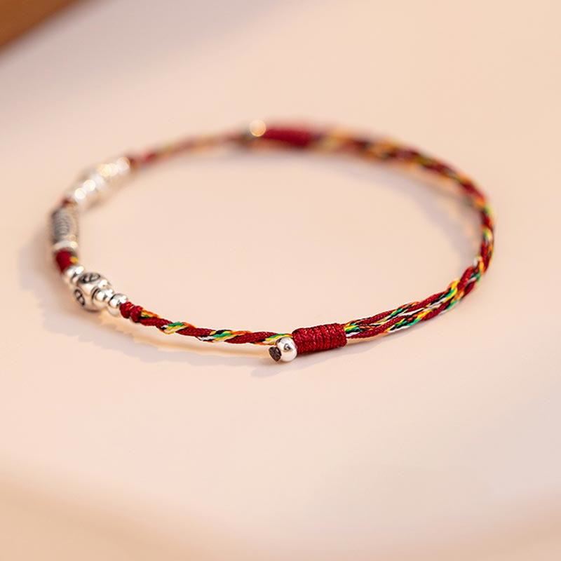 925 Koi Braided Bracelet - tassel end on colorful cord with silver koi, boho style