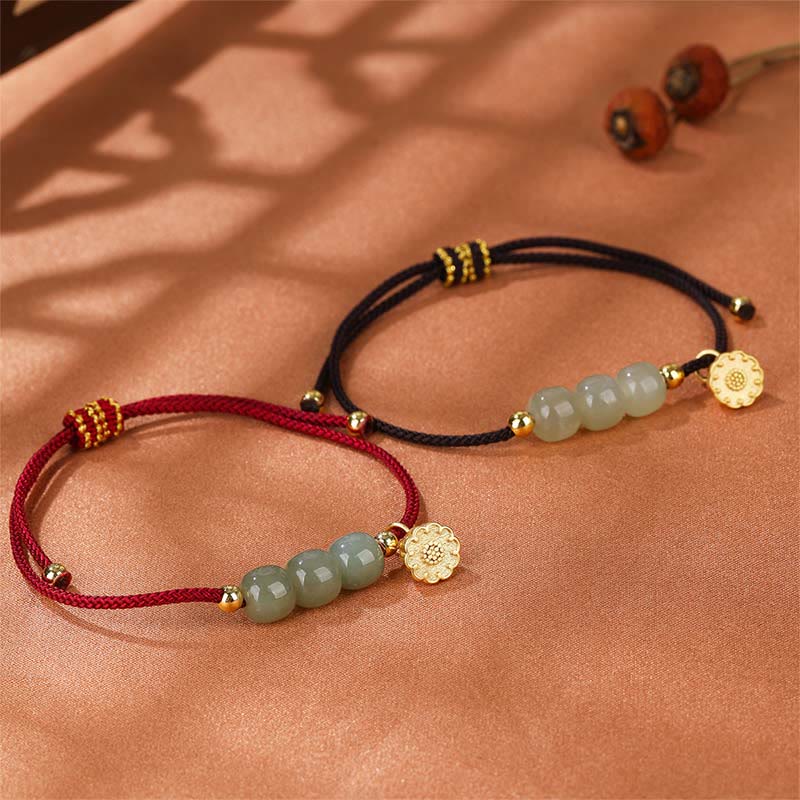 Hetian Jade Lotus Pod Braided Bracelet | Prosperity & Rebirth