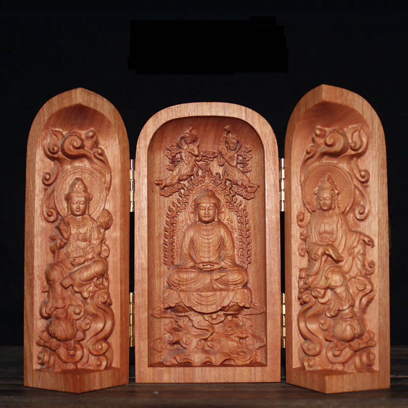 Kwan Yin Altar Decor – hands in compassion mudra, wood statue