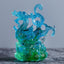Four Symbols Liuli Crystal Art - Azure Dragon on coin and lotus base, blue-green gradient, protective