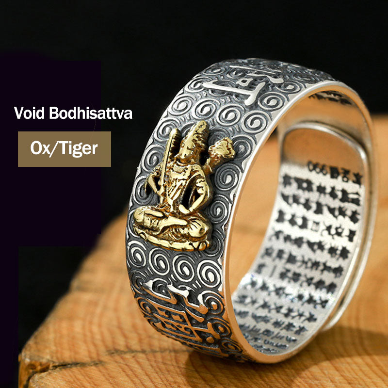 Natal Buddha Ring - Akashagarbha Bodhisattva ring for Ox and Tiger zodiac, Guardian