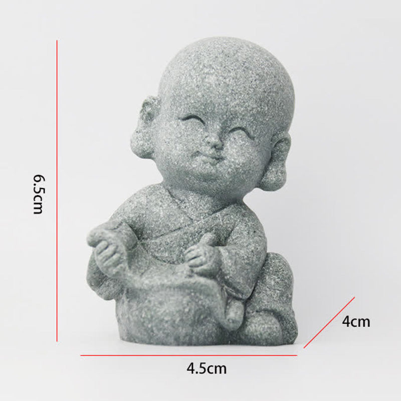 Meditation Monk Statue - Meditating monk figurine with 6.5cm height dimension markings