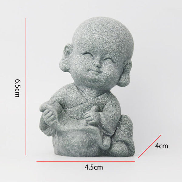 Meditation Monk Statue - Meditating monk figurine with 6.5cm height dimension markings