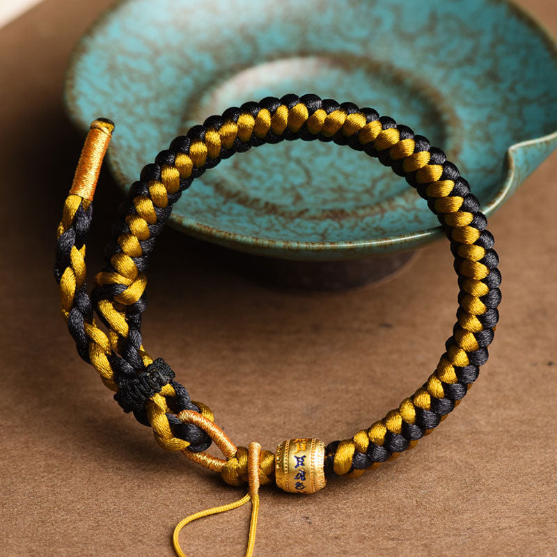 Bracelet tibétain mantra écailles de dragon noir or Image secondaire du produit
