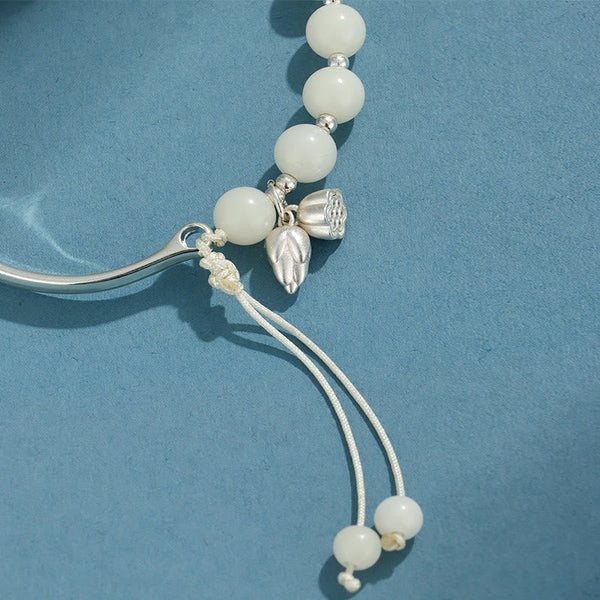 Bodhi Seed Butterfly Lotus Bracelet – Size reference with ruler, adjustable bodhi bangle