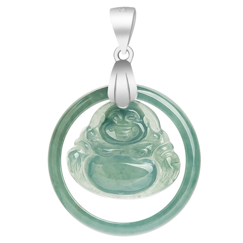 Jade Round Laughing Buddha Abundance Necklace – Smooth beveled jade edge, premium craft pendant