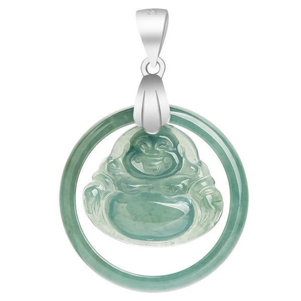 Jade Round Laughing Buddha Abundance Necklace – Smooth beveled jade edge, premium craft pendant