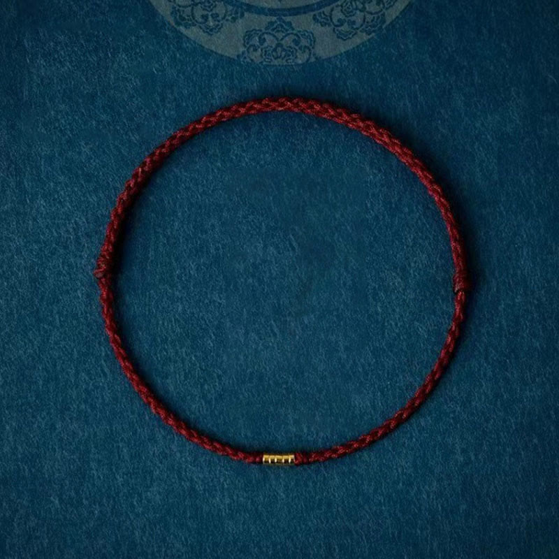 925 Sterling Silver Lucky Gold Bead Braided Bracelet – Dark Red / Bracelet(Wrist Circumference 13-20cm), image 1, healing ...