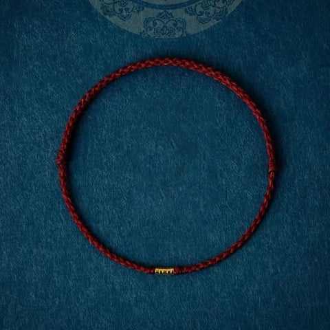 925 Sterling Silver Lucky Gold Bead Braided Bracelet – Dark Red / Bracelet(Wrist Circumference 13-20cm), image 1, healing ... Imagen principal del producto