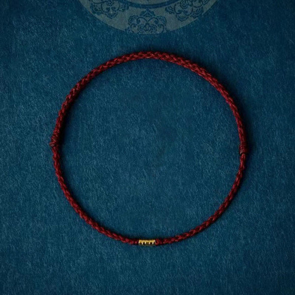 925 Sterling Silver Lucky Gold Bead Braided Bracelet – Dark Red / Bracelet(Wrist Circumference 13-20cm), image 1, healing ...
