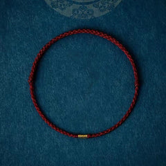 925 Sterling Silver Lucky Gold Bead Braided Bracelet – Dark Red / Bracelet(Wrist Circumference 13-20cm), image 1, healing ...