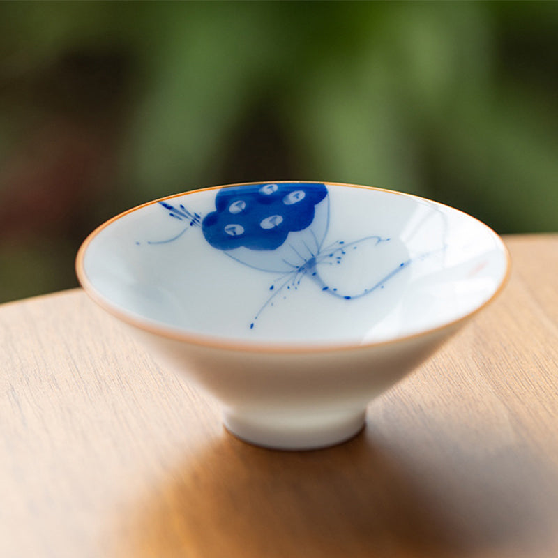 Mandala Koi Teacup – Handle and rim detail showing fine ceramic craftsmanship