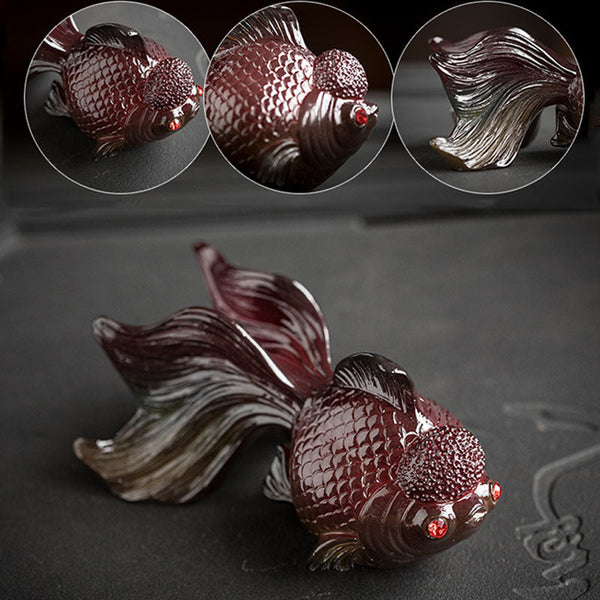 Color Changing Koi Fish Resin Tea Pet Figurine Decor, thermochromic resin koi fish