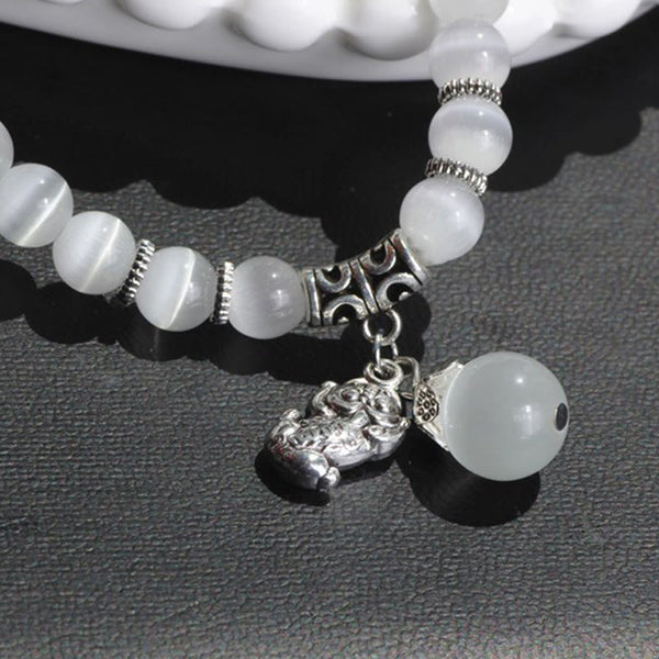 Cat Eye PiXiu Triple Wrap Bracelet – Light Blue Cat's Eye, image 6, healing bracelet
