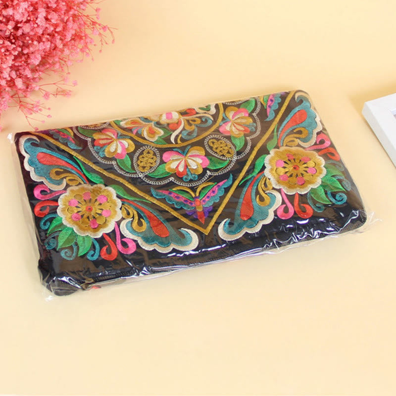 Dragon Butterfly Embroidery Wallet - 3/4 envelope flap with butterfly center, in wrap, New