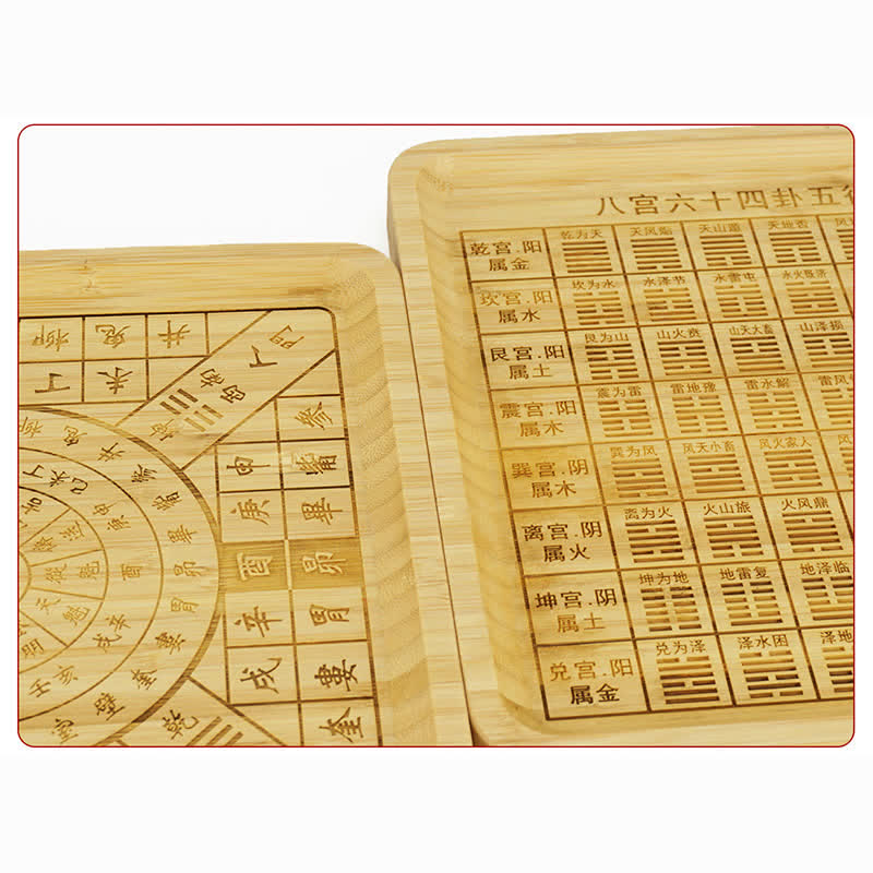 Feng Shui Bamboo Bagua Map – Natural bamboo board, light wood grain, feng shui base