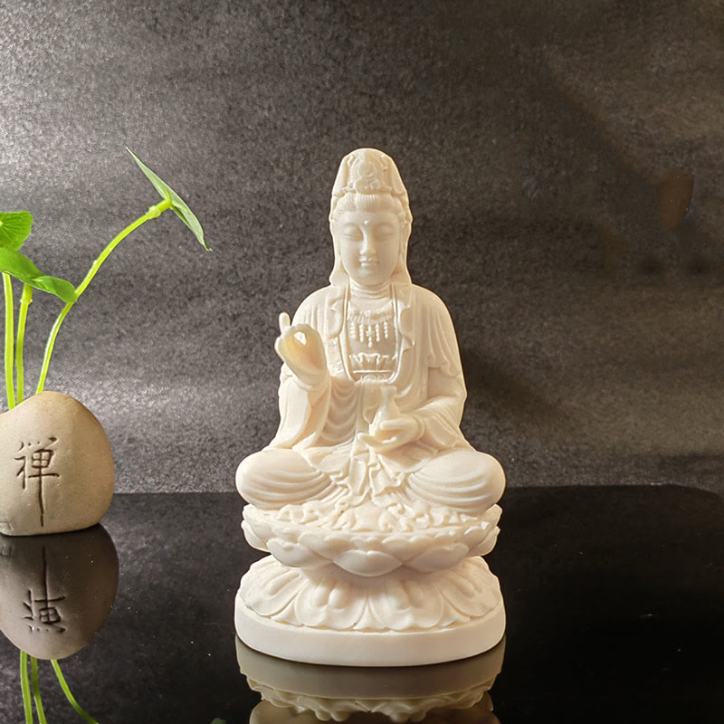 Mini Ivory Fruit Buddha Lotus Serenity Desk Decoration – Small lotus Buddha with serene expression, zen workspace blessing