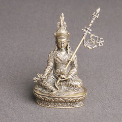 Padmasambhava Buddha Copper Statue – three-quarter angle detailed robe and crown, meditation temple ornament