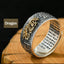 Natal Buddha Ring - Gold dragon motif ring on wood with cloud engravings, Powerful