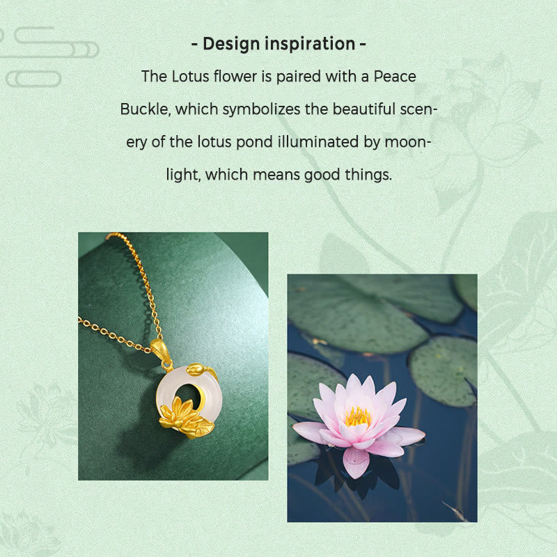 White Chalcedony Lotus S925 Necklace - design inspiration with real lotus flower, jade necklace