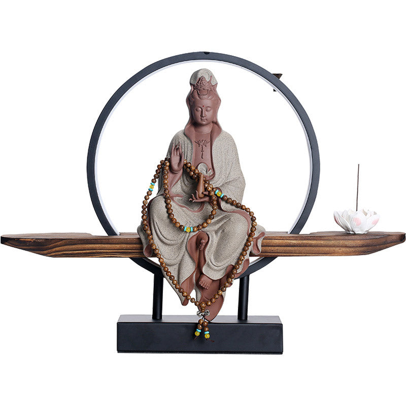 Buddha Avalokitesvara Ceramic Lotus Relaxation Incense Burner – Classic ceramic Buddha holder, peaceful serenity decor