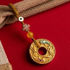 Double Koi Peace Buckle - close-up of two koi facing each other in circle, keychain