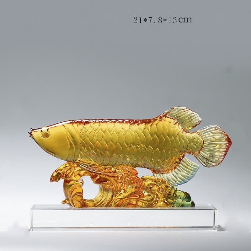 Liuli Crystal Koi Fish Art – Light passing through crystal, luminous koi art display