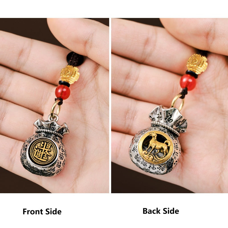 12 Zodiac Rotating Wealth Bag Keychain, image 14, lucky charm