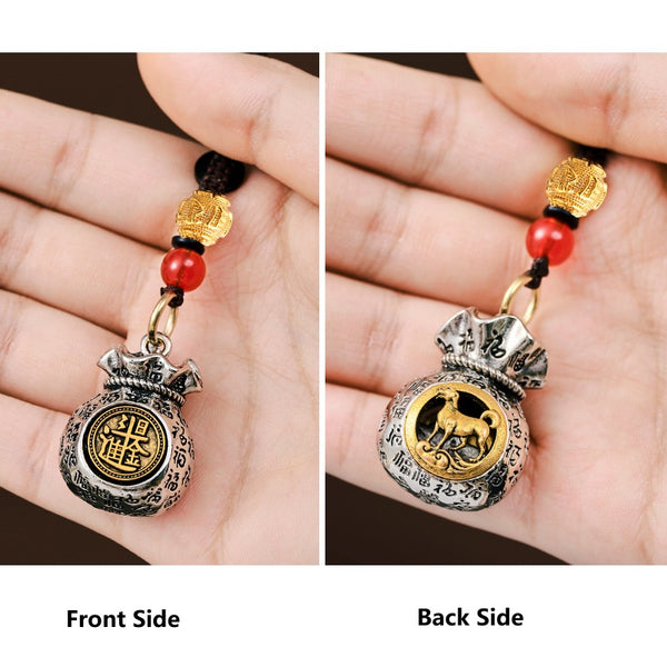 12 Zodiac Rotating Wealth Bag Keychain, image 14, lucky charm