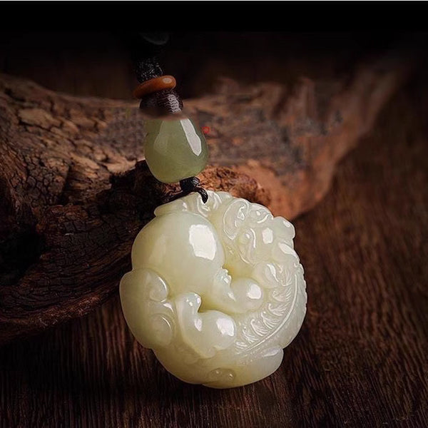 Jade Pi Xiu Keychain with Gemstone Ball, image 5, lucky charm