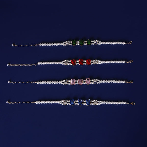 Crystal Rhinestone Pearl Cat Collar – Red / S (21-29cm), alternate angle