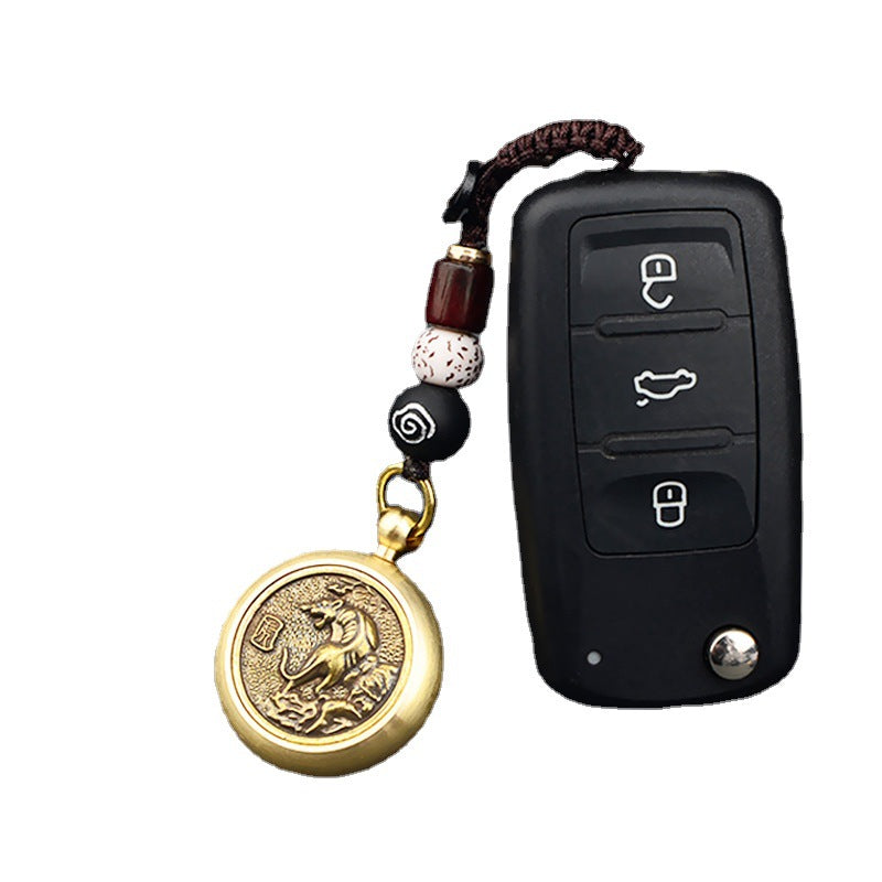 Lucky Brass Zodiac Keychain, image 15, lucky charm
