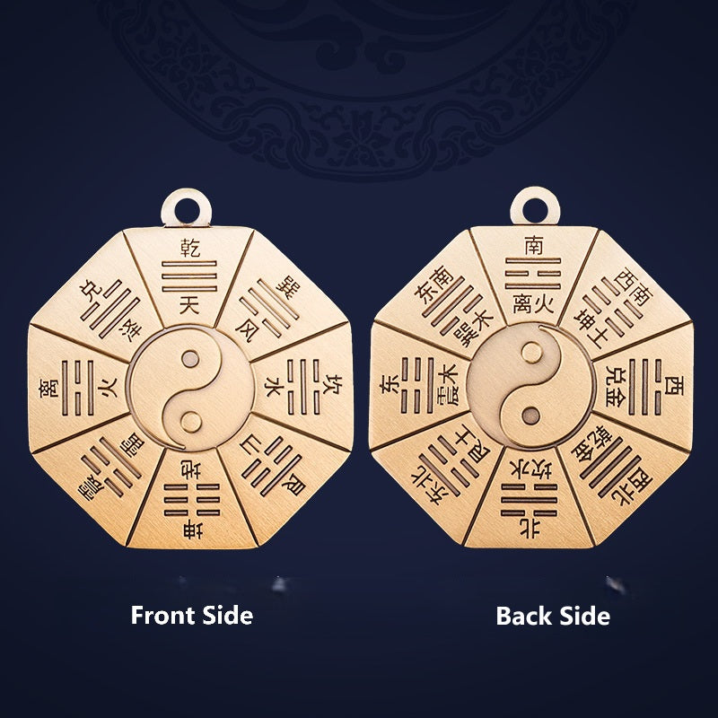 Taiji Bagua Brass Amulet Keychain, image 7, lucky charm