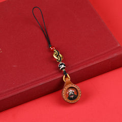 Tibetan Buddhist Palden Lhamo Thangka Keychain – Round / Mahākāla, image 2, lucky charm