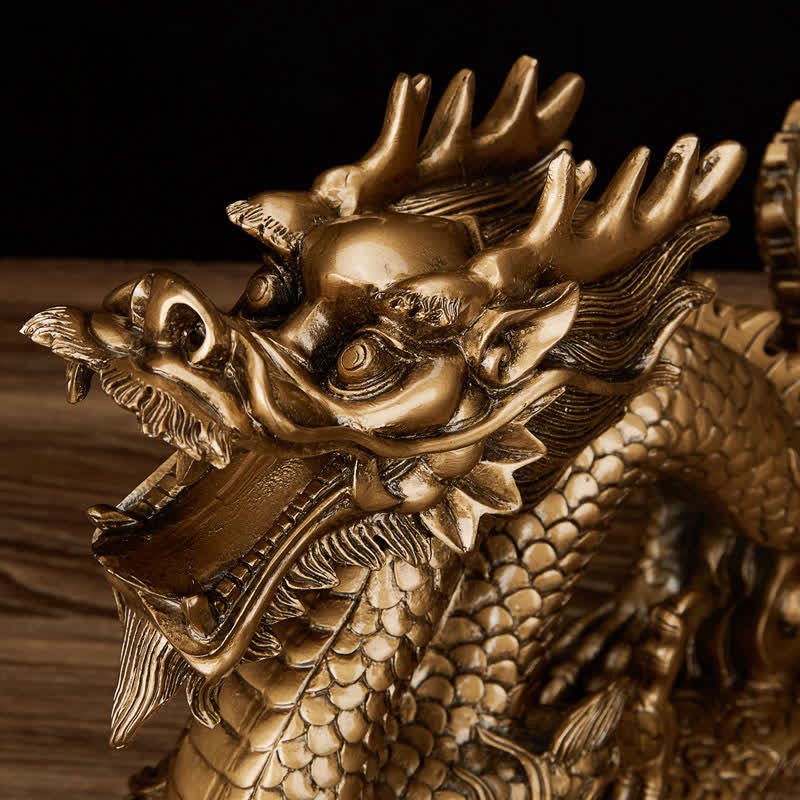Bronze Dragon Close-up - head neck scales dark wood, intricate, bold, powerful